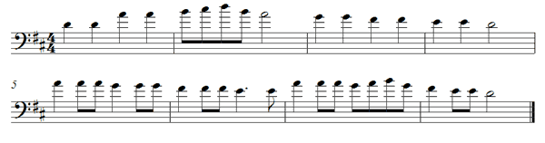 Baa Baa
                  Black Sheep written in the bass clef as sung by a
                  woman